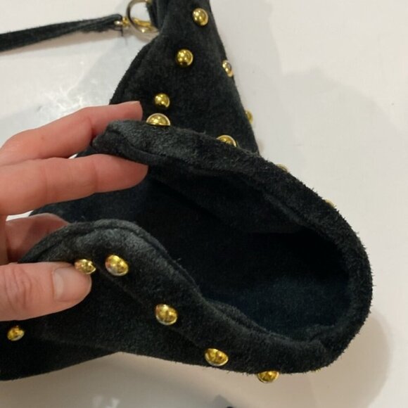 Vintage Black Studded Fringe Crossbody Suede Bag - Picture 11 of 14